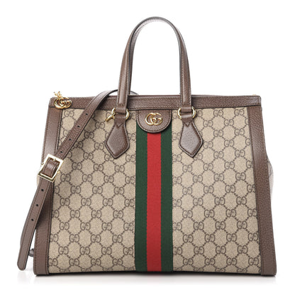 Gucci GG Supreme Monogram Web Medium Ophidia Tote Bag Brown 1 of 10