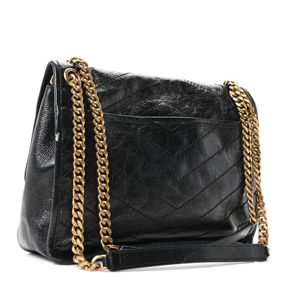Saint Laurent Crinkled Calfskin Matelasse Monogram Medium Niki Chain Satchel Black 2 of 9
