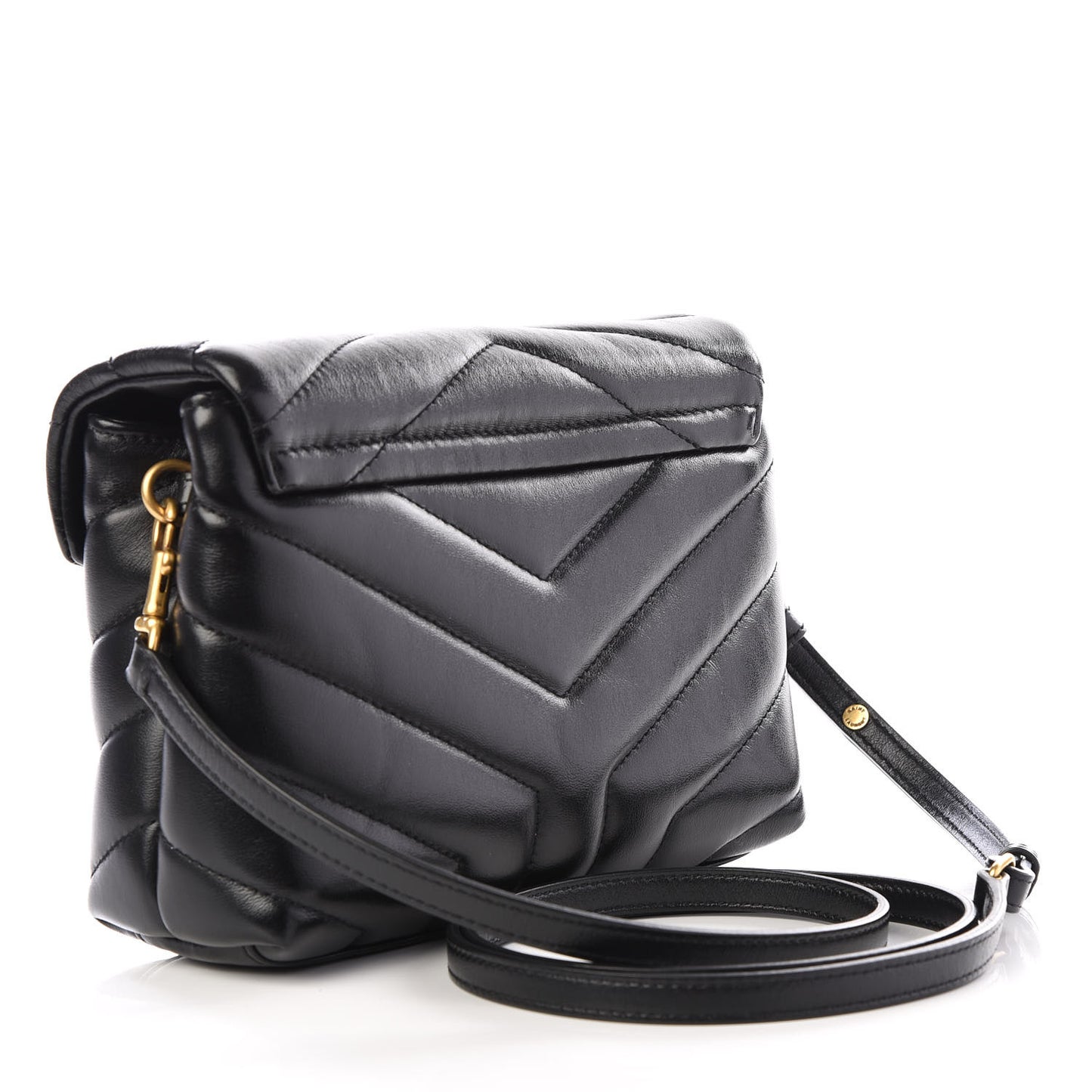 Calfskin Y Quilted Monogram Toy Loulou Crossbody Bag Black