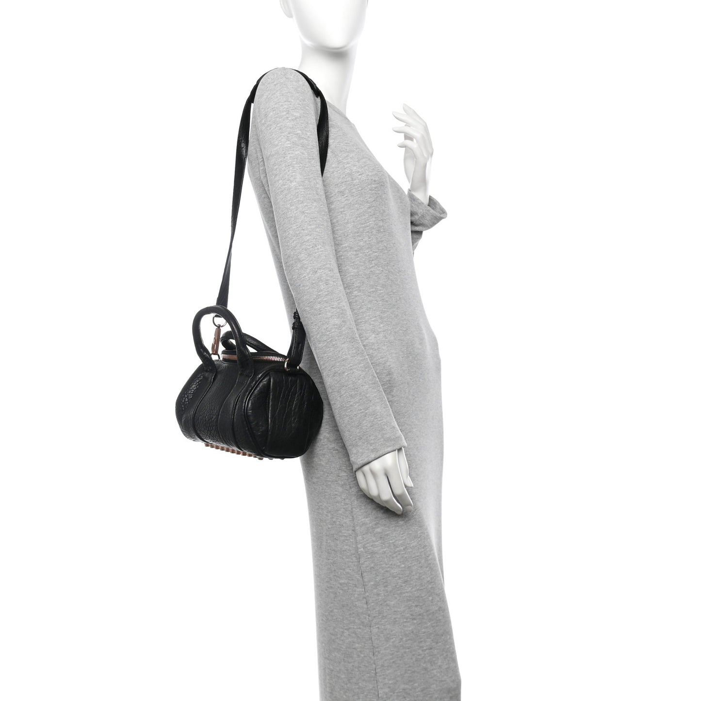 Pebbled Lambskin Mini Rockie Black Rose Gold Hardware