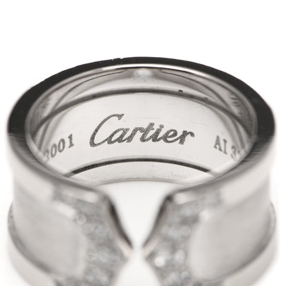 Cartier 18K White Gold Diamond 10mm Logo De Cartier Ring 49 5 5 of 6