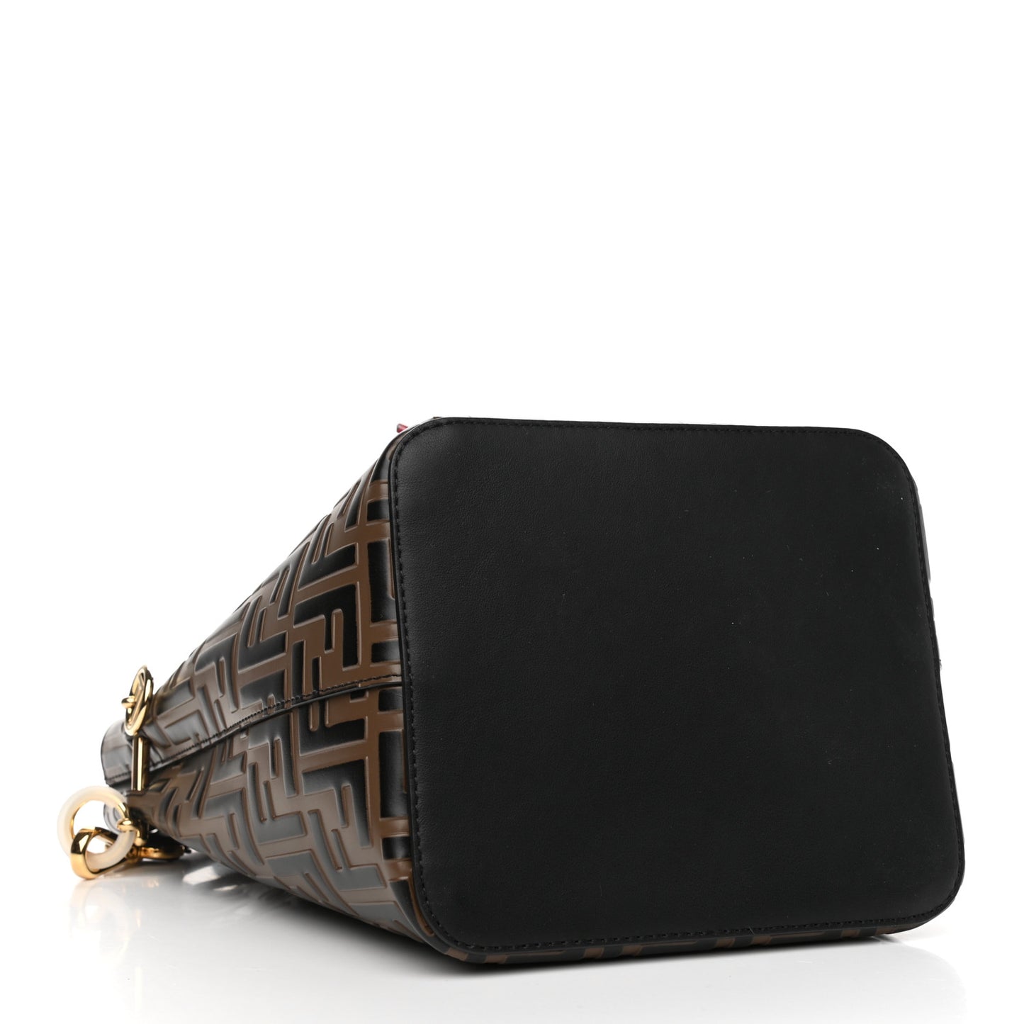 Vitello Grace F is Fendi Bi-Color FF 1974 Embossed Grande Mon Tresor Bucket Bag Maya Black Fragola