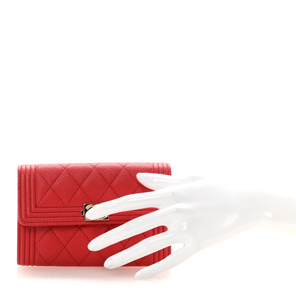 Chanel Caviar Quilted Medium Boy Flap Wallet Red 4 of 16