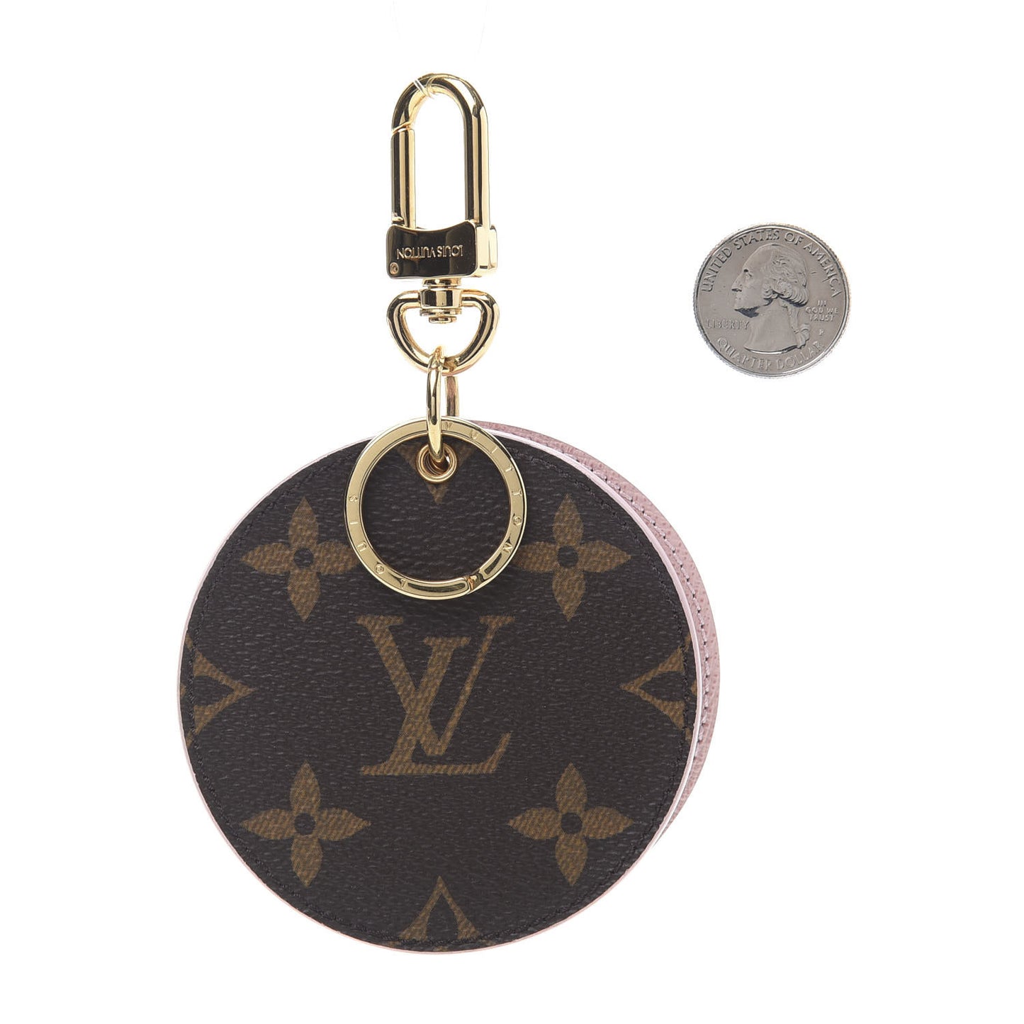 Monogram LV Mirror Bag Charm Key Holder Rose Ballerine