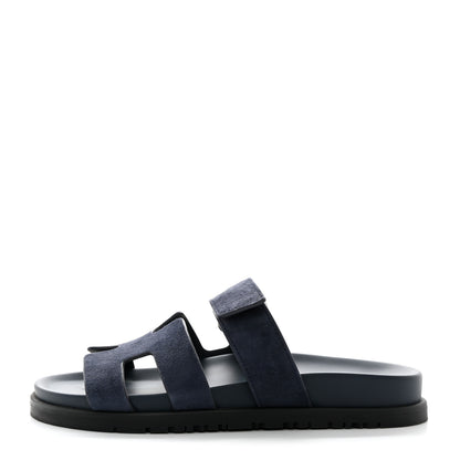 Hermes Suede Goatskin Womens Chypre Sandals 36.5 Bleu Celeste 1 of 9