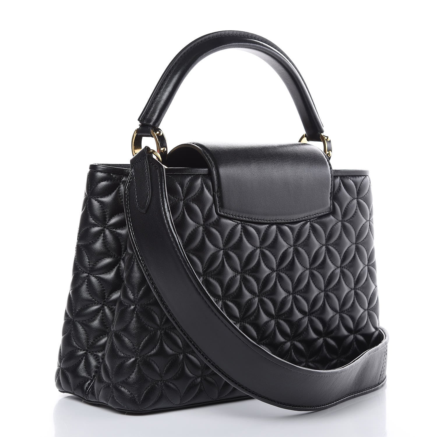 Louis Vuitton Lambskin Quilted Flower Capucines PM Black 3 of 11
