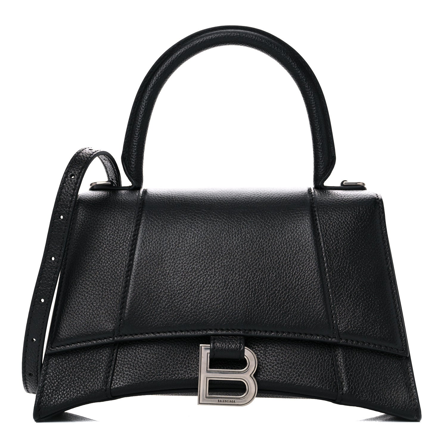 Balenciaga Grained Calfskin Small Hourglass Top Handle Bag Black 1 of 11
