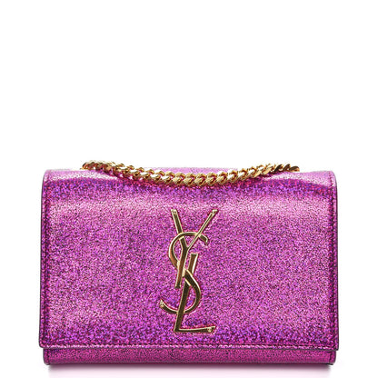 Saint Laurent Metallic Calfskin Small Classic Monogram Kate Satchel Fuchsia 1 of 7