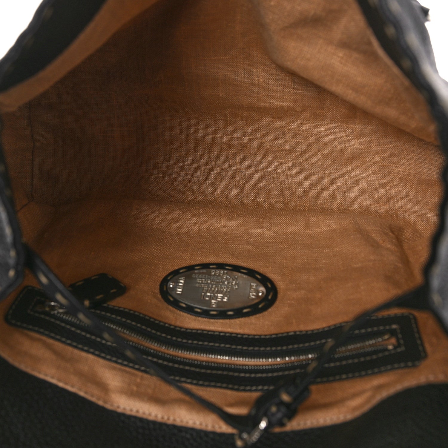 Fendi Cuoio Romano Selleria Medium Linda Satchel Black 5 of 8