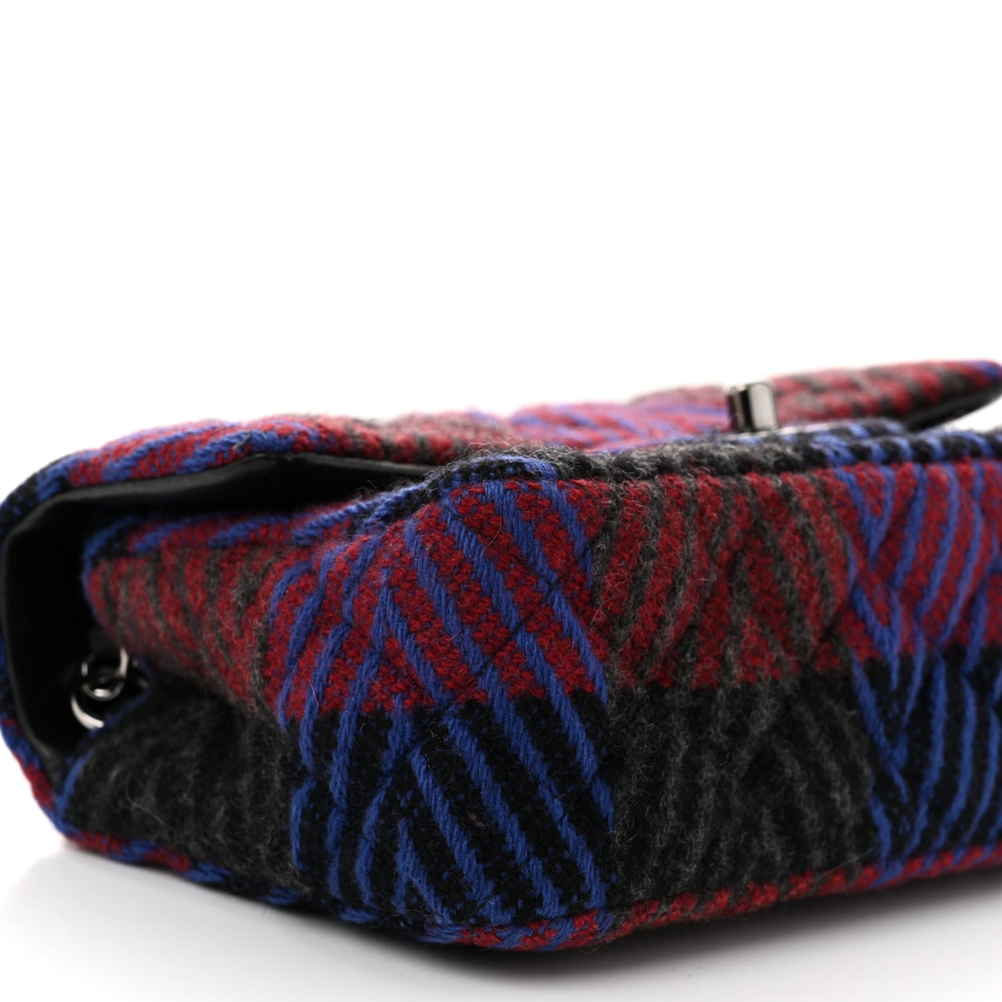 Wool Quilted Mini Rectangular Flap Red Grey Multicolor