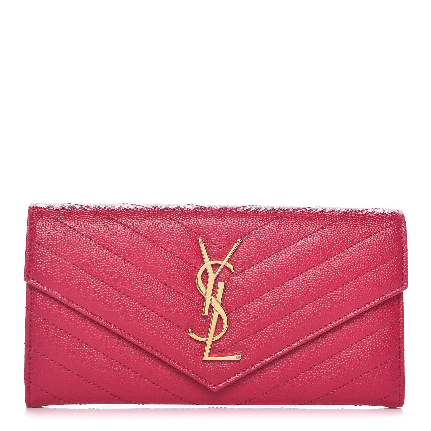 Grain De Poudre Matelasse Chevron Monogram Flap Wallet Bubblegum
