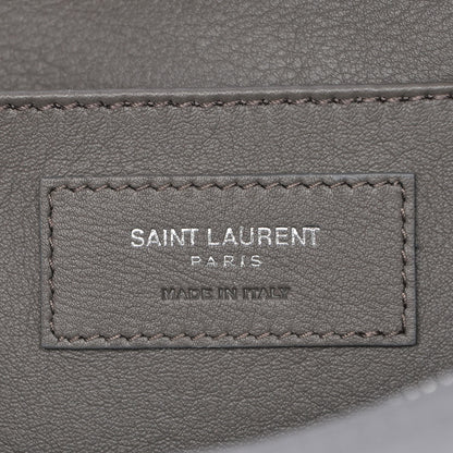 Saint Laurent Smooth Calfskin Crocodile Embossed Baby Monogram Downtown Cabas Earth 6 of 7