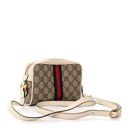 Gucci GG Supreme Monogram Textured Calfskin Web Mini Ophidia Shoulder Bag Beige Ebony Mystic White 3 of 12