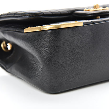 Chanel Calfskin Chevron Quilted Mini Rock The Corner Flap Black 8 of 13