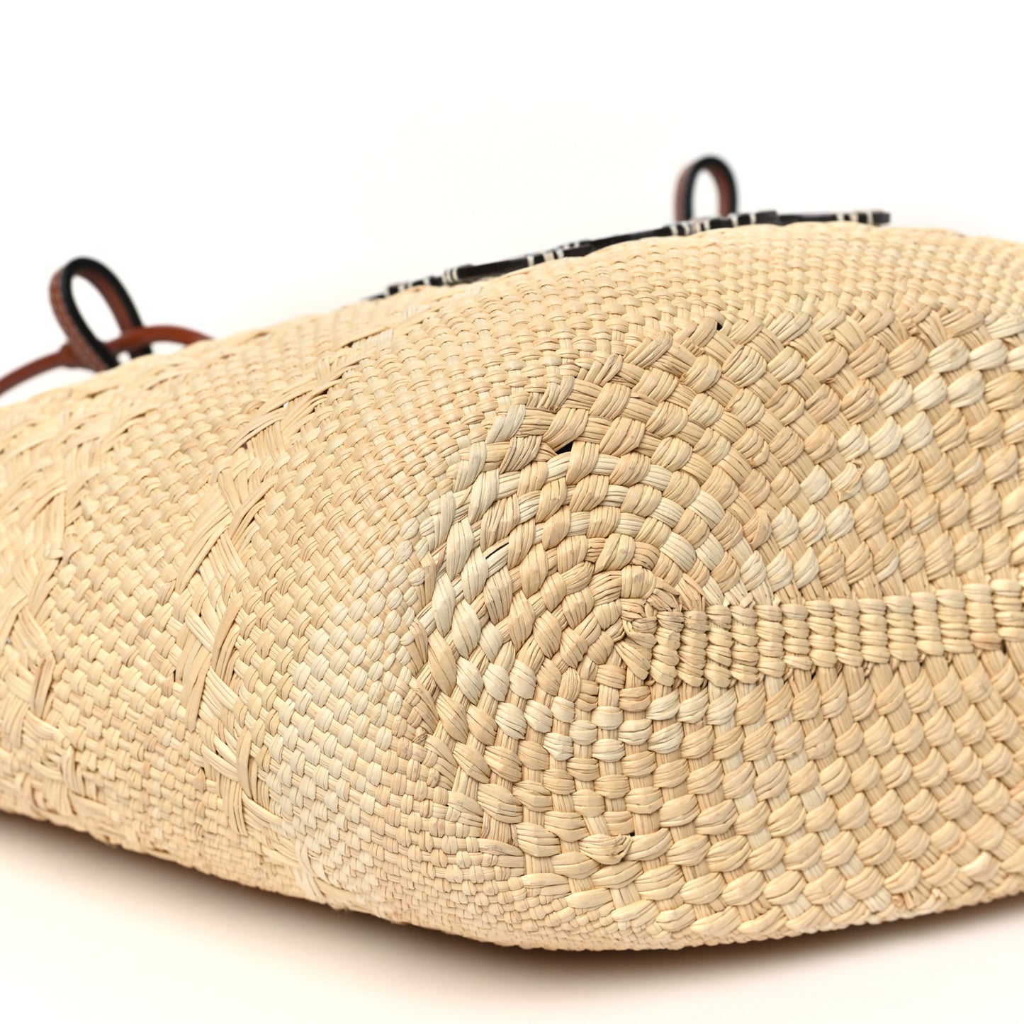 Calfskin Raffia Paulas Ibiza Medium Anagram Basket Tote Bag Natural Tan