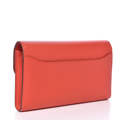 Hermes Epsom Enamel Constance Long Wallet Capucine Brighton Bleu 3 of 15