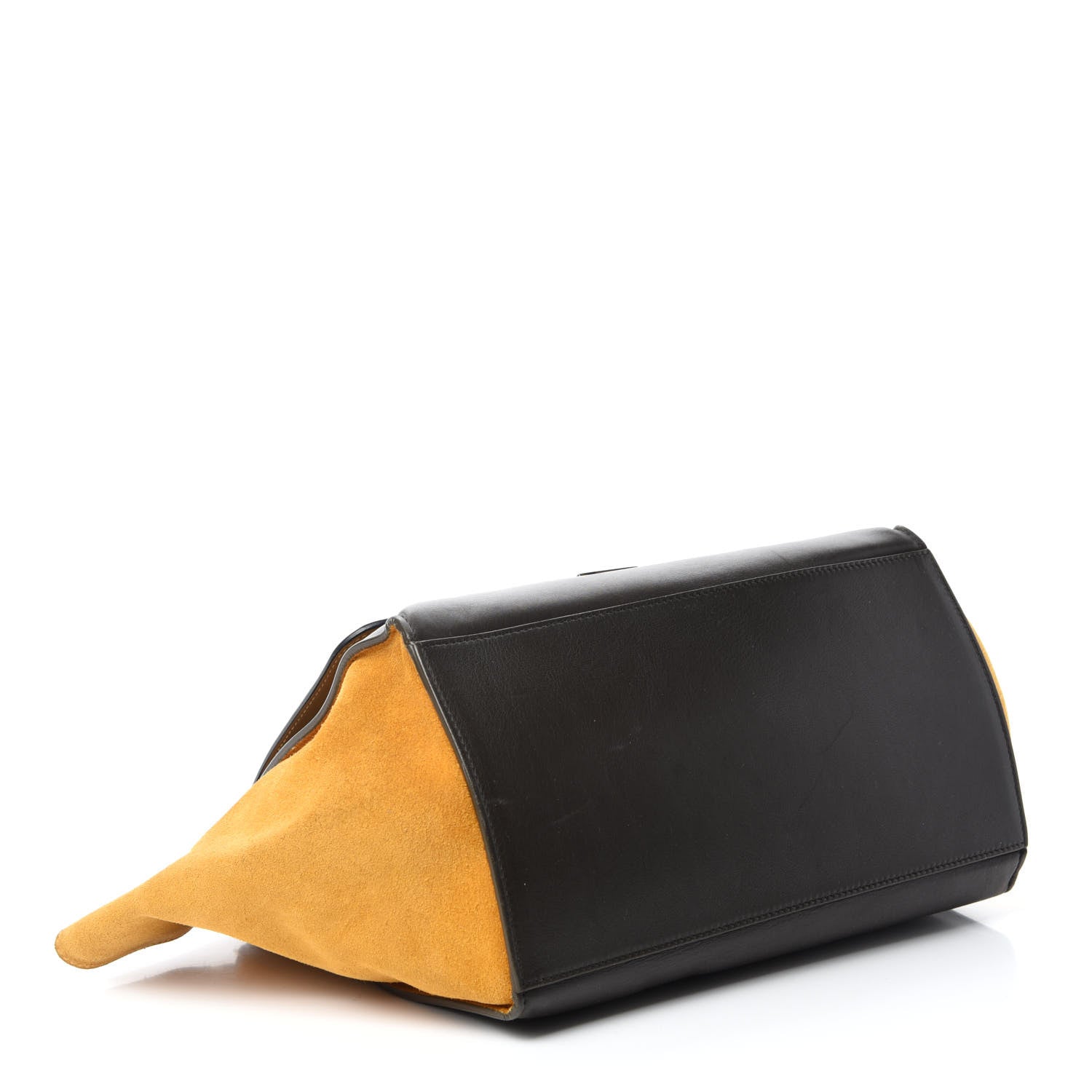 Celine Smooth Calfskin Suede Medium Tri-Color Trapeze Mustard 4 of 15
