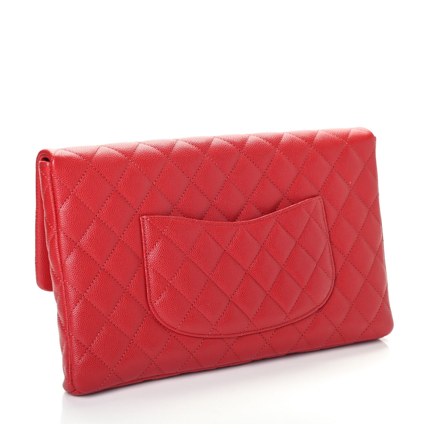 Caviar Quilted Flap Clutch Red