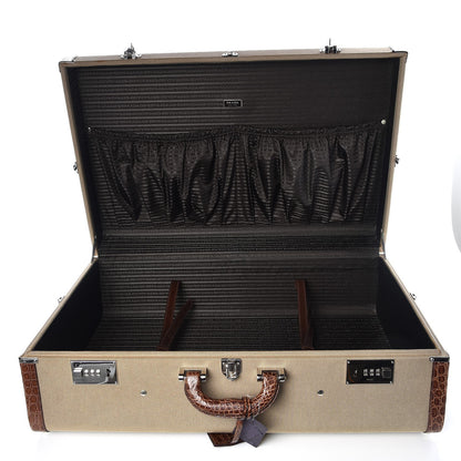 Prada Jacquard Logo Crocodile Trim Suitcase Corda Tabacco 12 of 20
