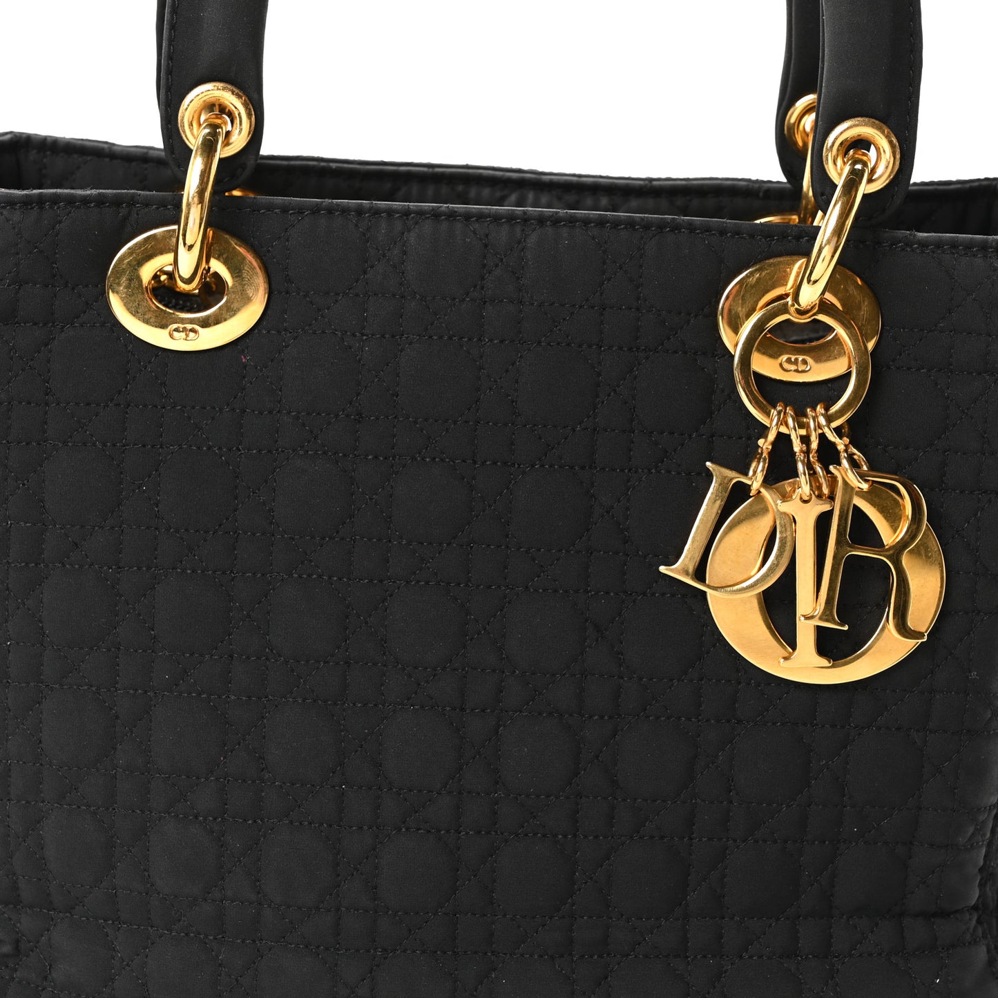 Nylon Cannage Medium Lady Dior Black