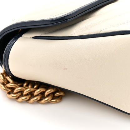 Gucci Vintage Effect Calfskin Matelasse Diagonal Small Torchon GG Marmont Shoulder Bag Mystic White Blue Agata 11 of 12