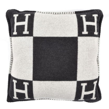 Hermes Wool Cashmere Avalon Pillow PM Ecru Gris Fonce 2 of 3