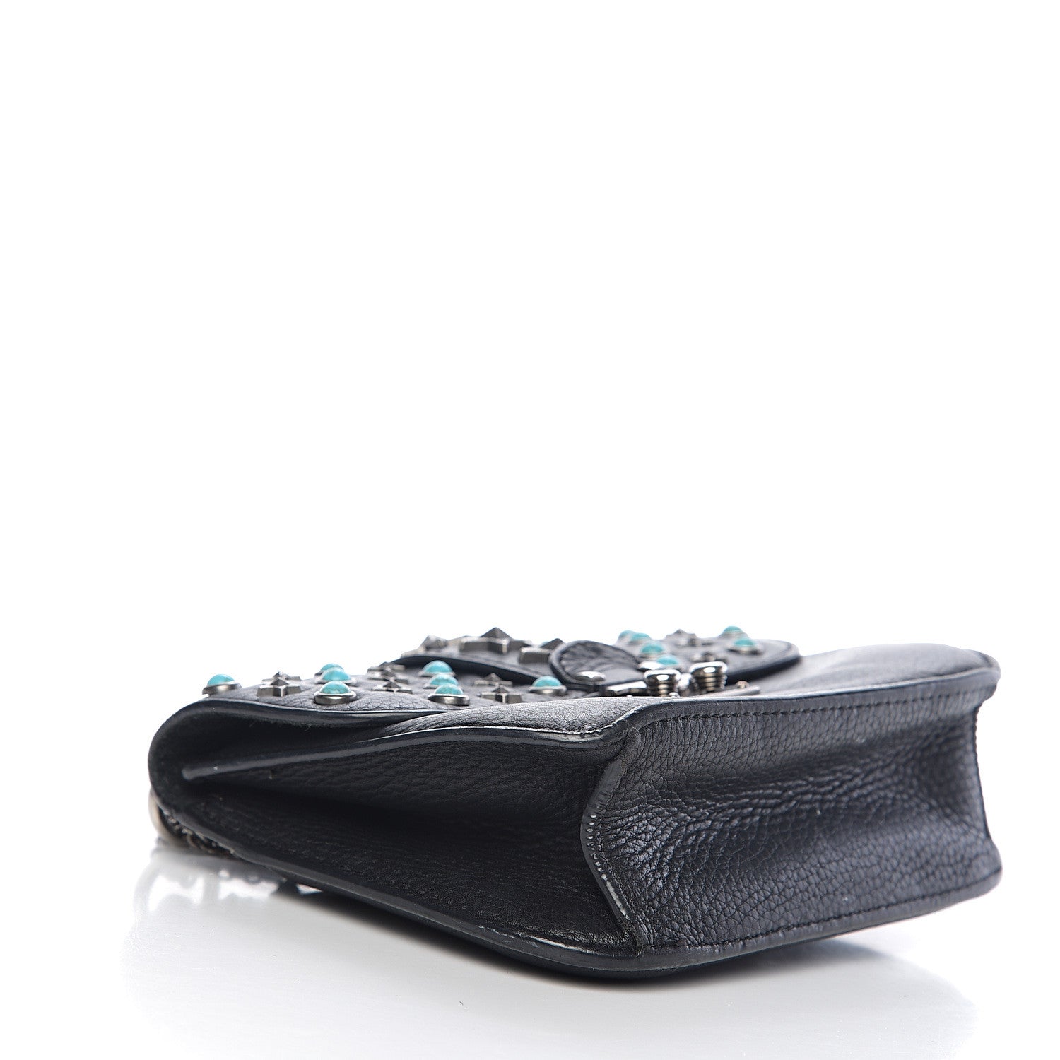 Valentino Garavani Pebbled Calfskin Star Studded Small Lock Flap Black 3 of 10