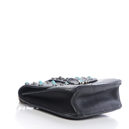 Valentino Garavani Pebbled Calfskin Star Studded Small Lock Flap Black 3 of 10