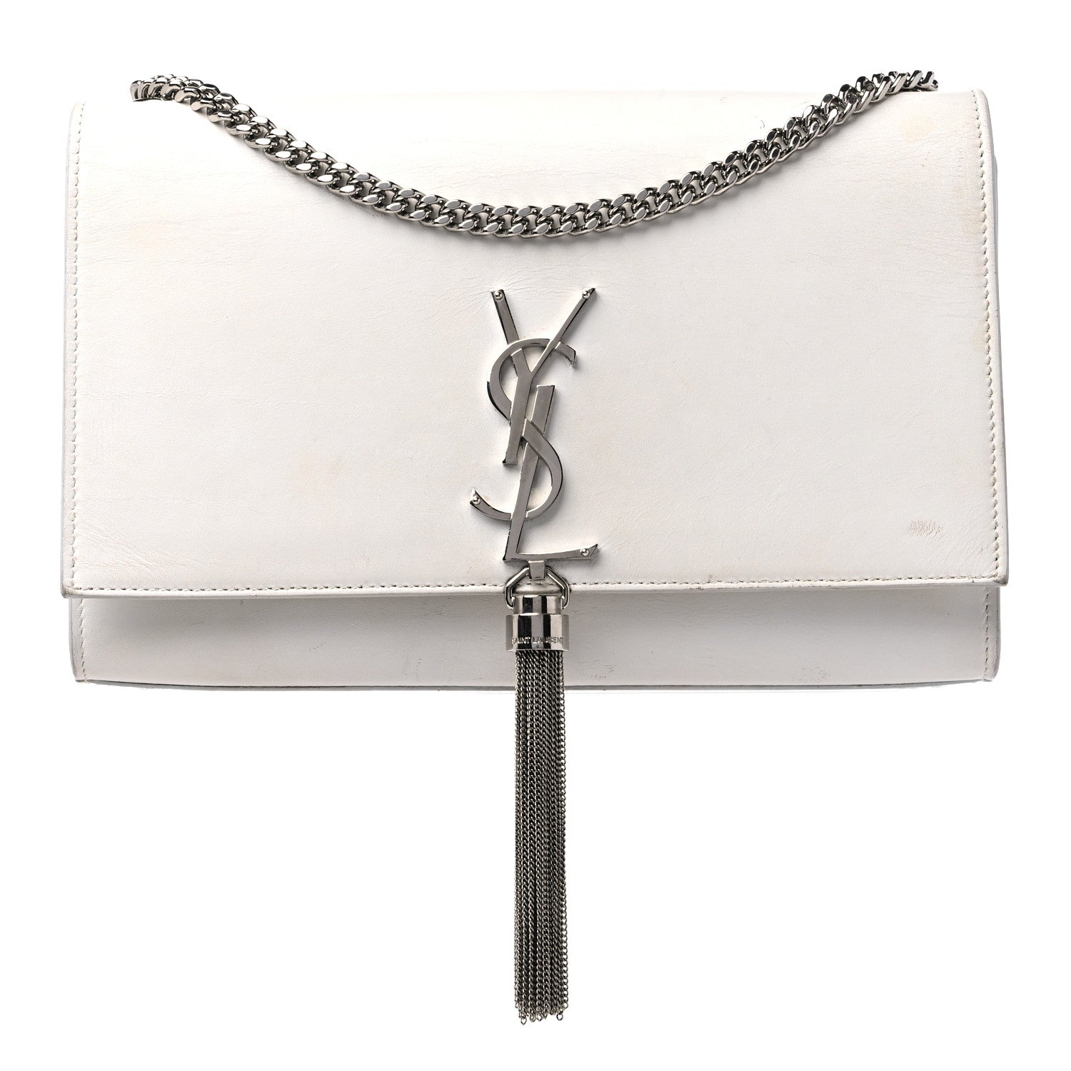 Saint Laurent Smooth Calfskin Medium Classic Monogram Kate Tassel Satchel White 1 of 21