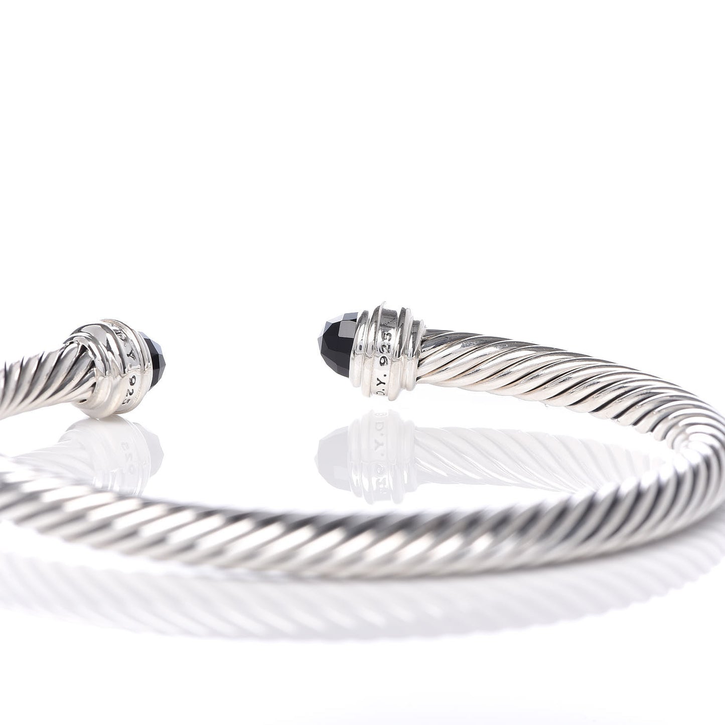 Sterling Silver Diamond Black Onyx 5mm Cable Classics Princess Bracelet