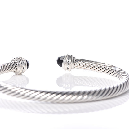 David Yurman Sterling Silver Diamond Black Onyx 5mm Cable Classics Princess Bracelet 4 of 5