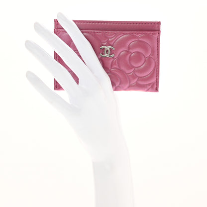 Chanel Lambskin Camellia Embossed Card Holder Fuchsia 2 of 9