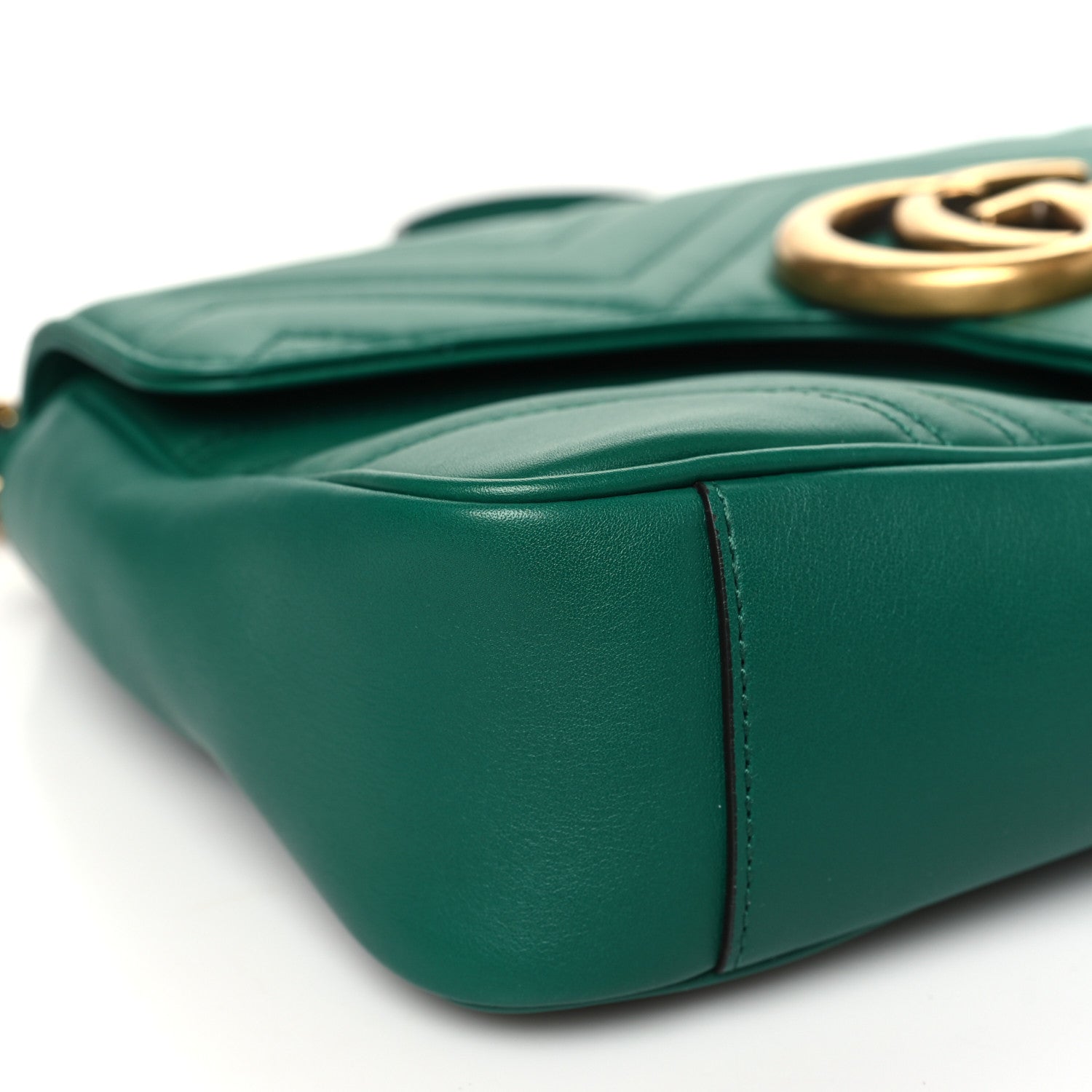 Gucci Calfskin Matelasse Medium GG Marmont Shoulder Bag Emerald Green 9 of 10