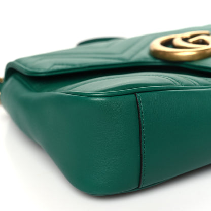 Gucci Calfskin Matelasse Medium GG Marmont Shoulder Bag Emerald Green 9 of 10