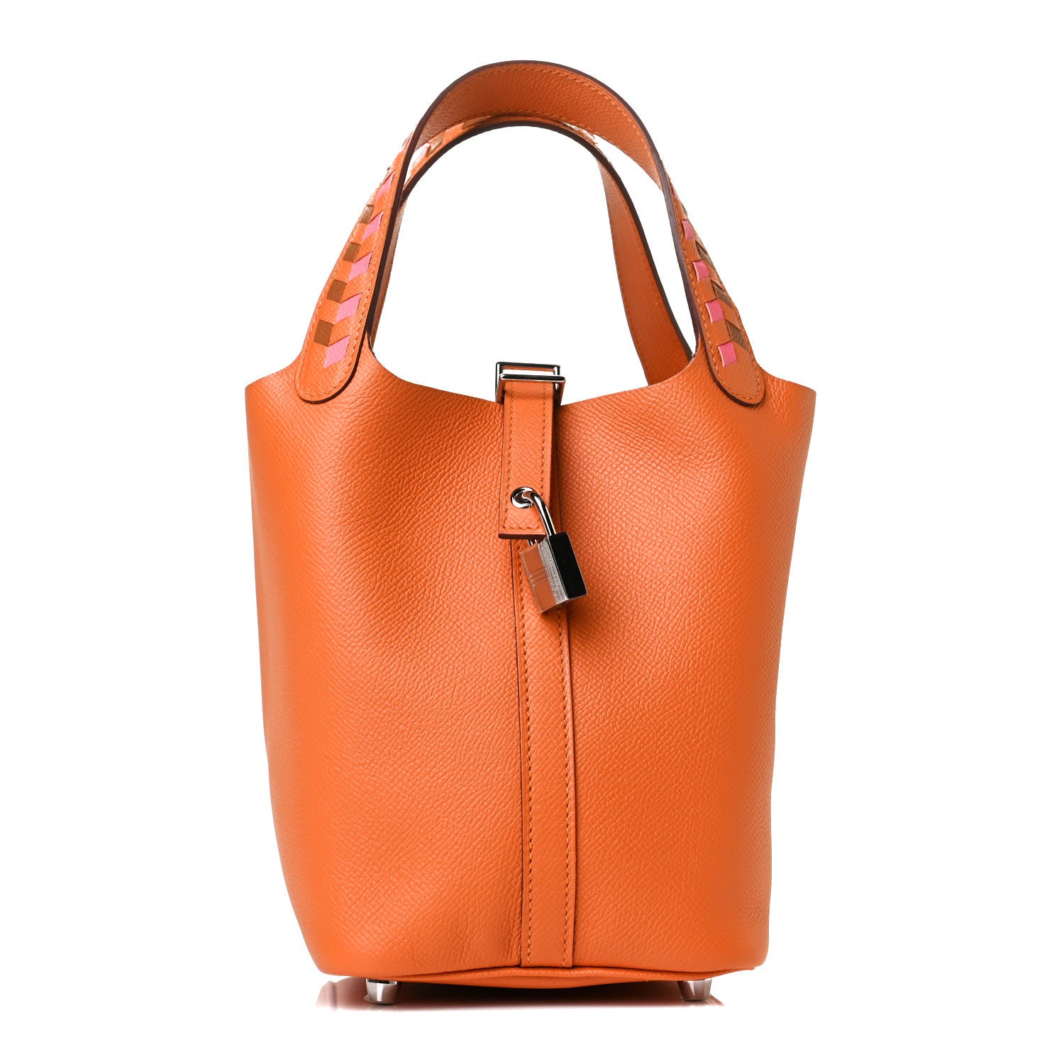 Hermes Epsom Tressage De Cuir Picotin Lock 18 PM Abricot Rose Azalee Gold 1 of 7