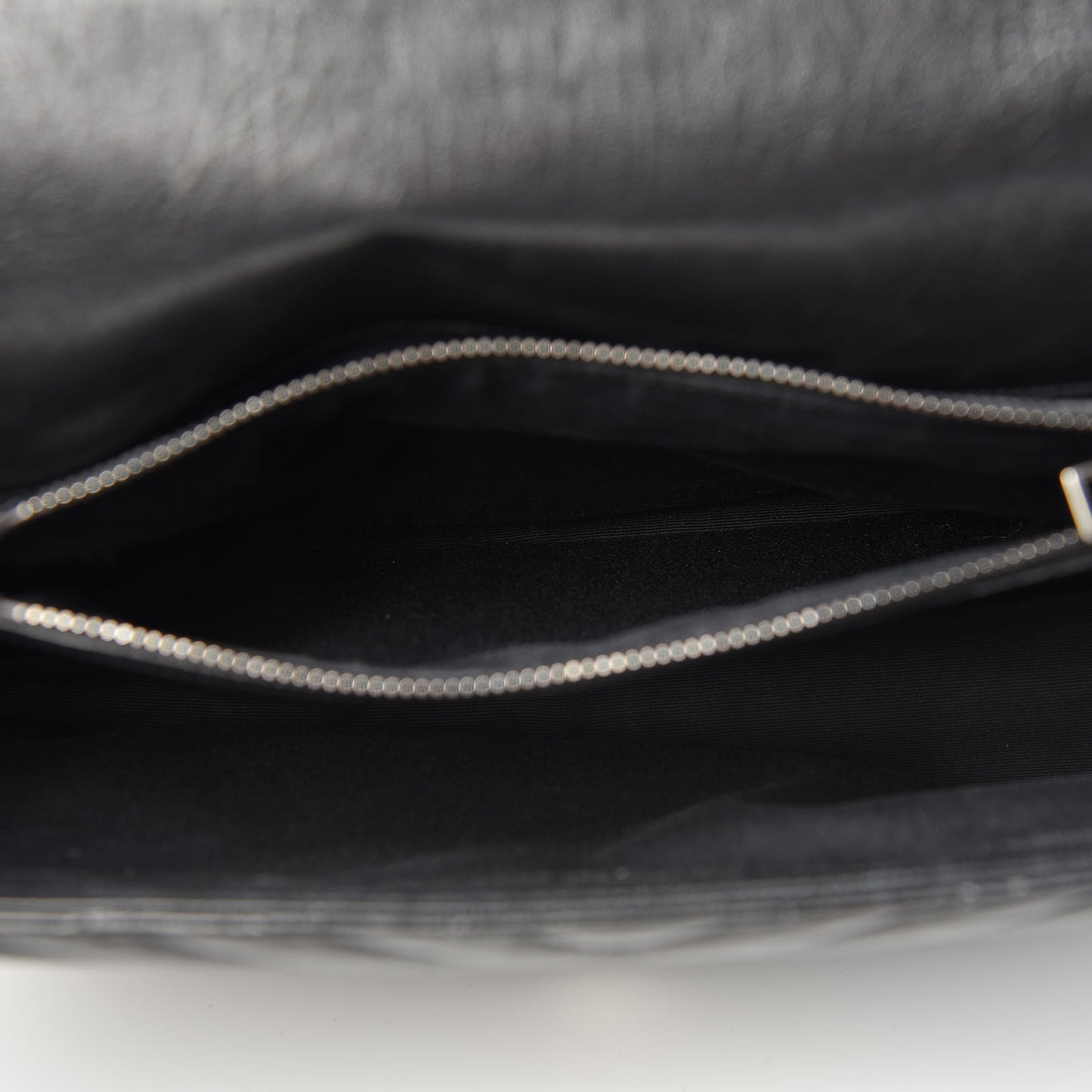 Sheepskin Matelasse Chevron Monogram Large College Satchel Black