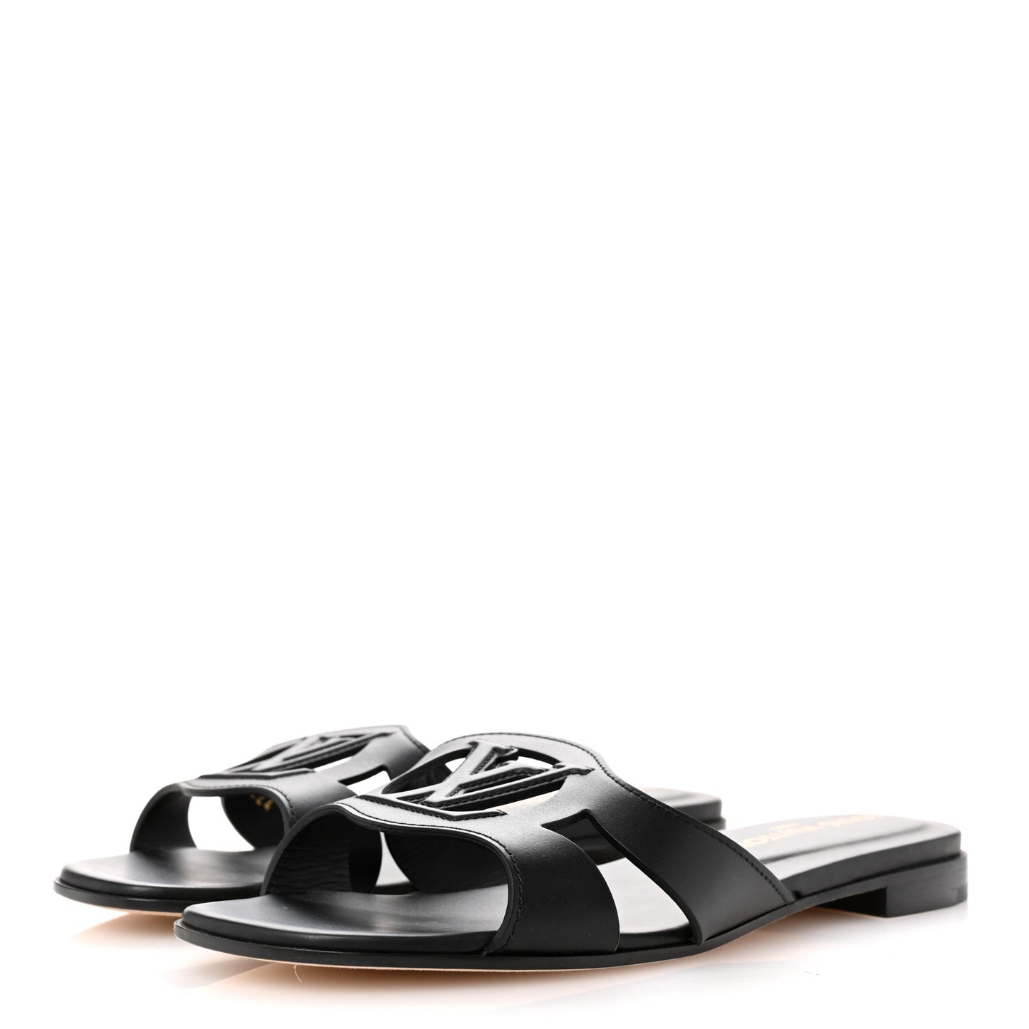 Calfskin LV Isola Flat Sandals 38 Black