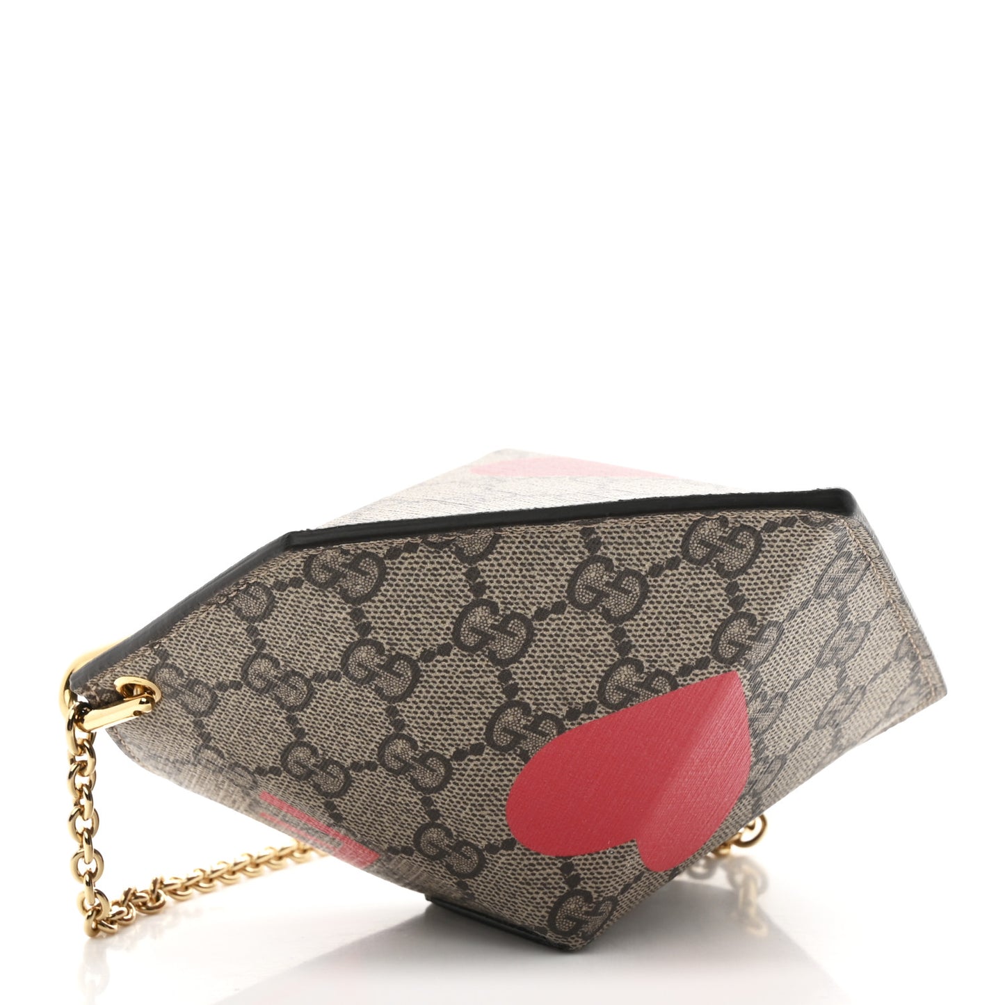 GG Supreme Monogram Love Heart Valentines Day Mini Padlock Heart Bag Beige Ebony New Geranium