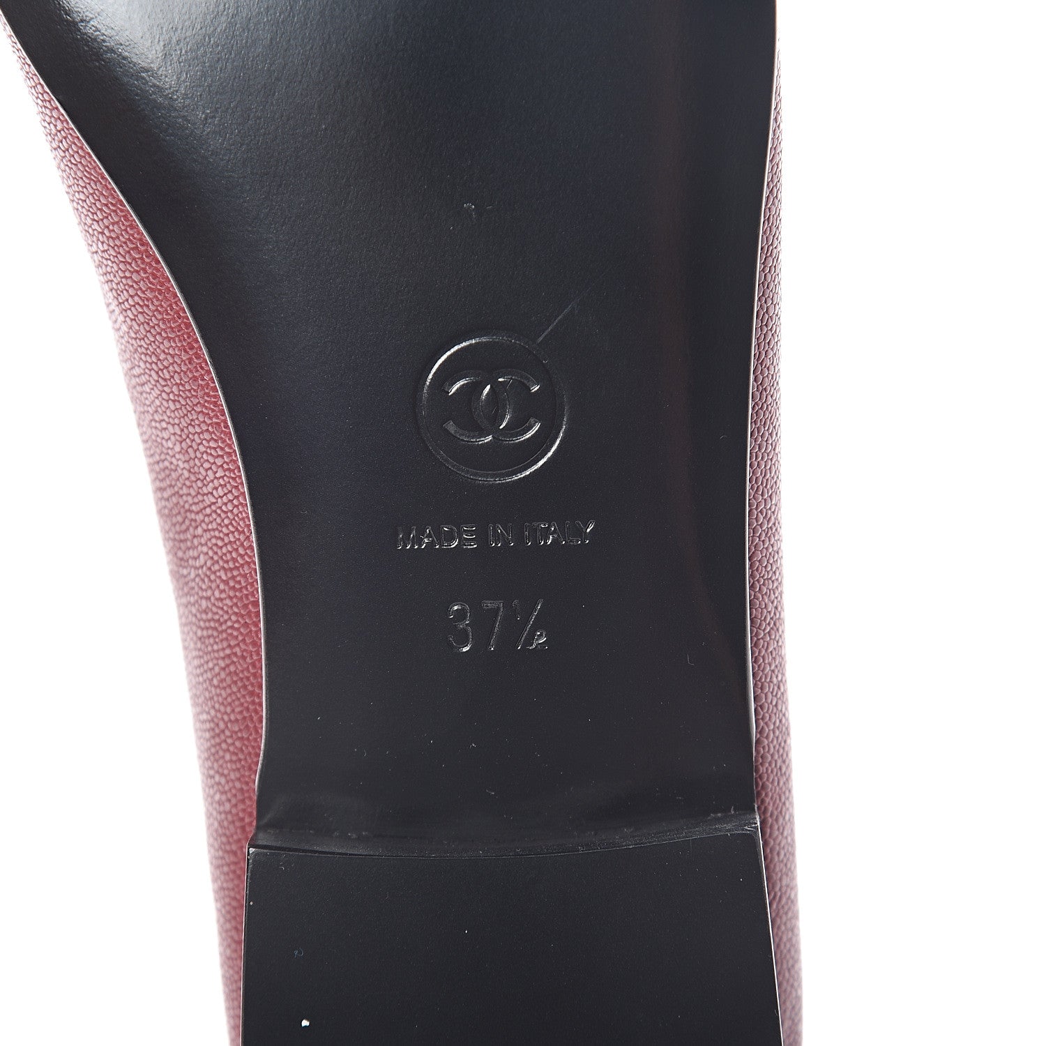 Chanel Grained Calfskin Cap Toe Ballerina Flats 37.5 Burgundy 6 of 7