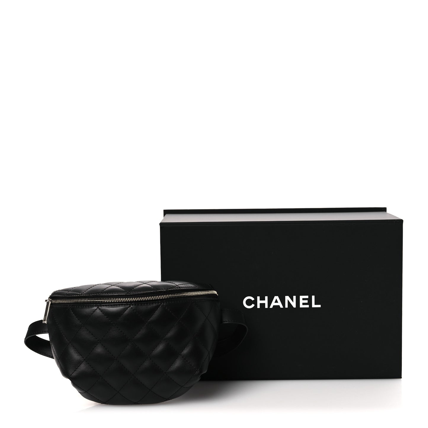 Calfskin Quilted Waist Belt Bag Black