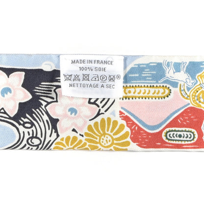 Hermes Silk Bingata Twilly Bleu Ciel Vert Rose 3 of 4