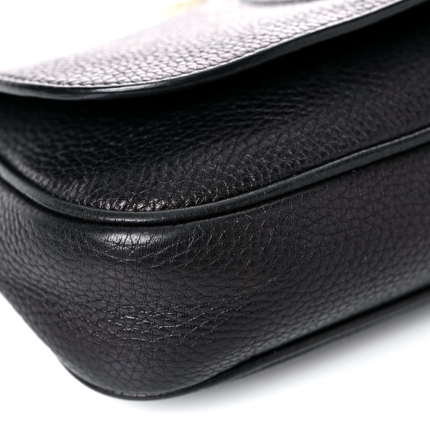 Pebbled Calfskin Medium Soho Flap Crossbody Black