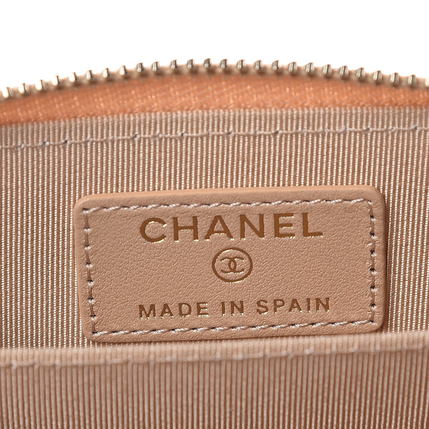 Chanel Iridescent Caviar Quilted Zip Around Coin Purse Beige 6 of 8