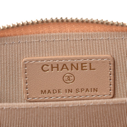 Chanel Iridescent Caviar Quilted Zip Around Coin Purse Beige 6 of 8