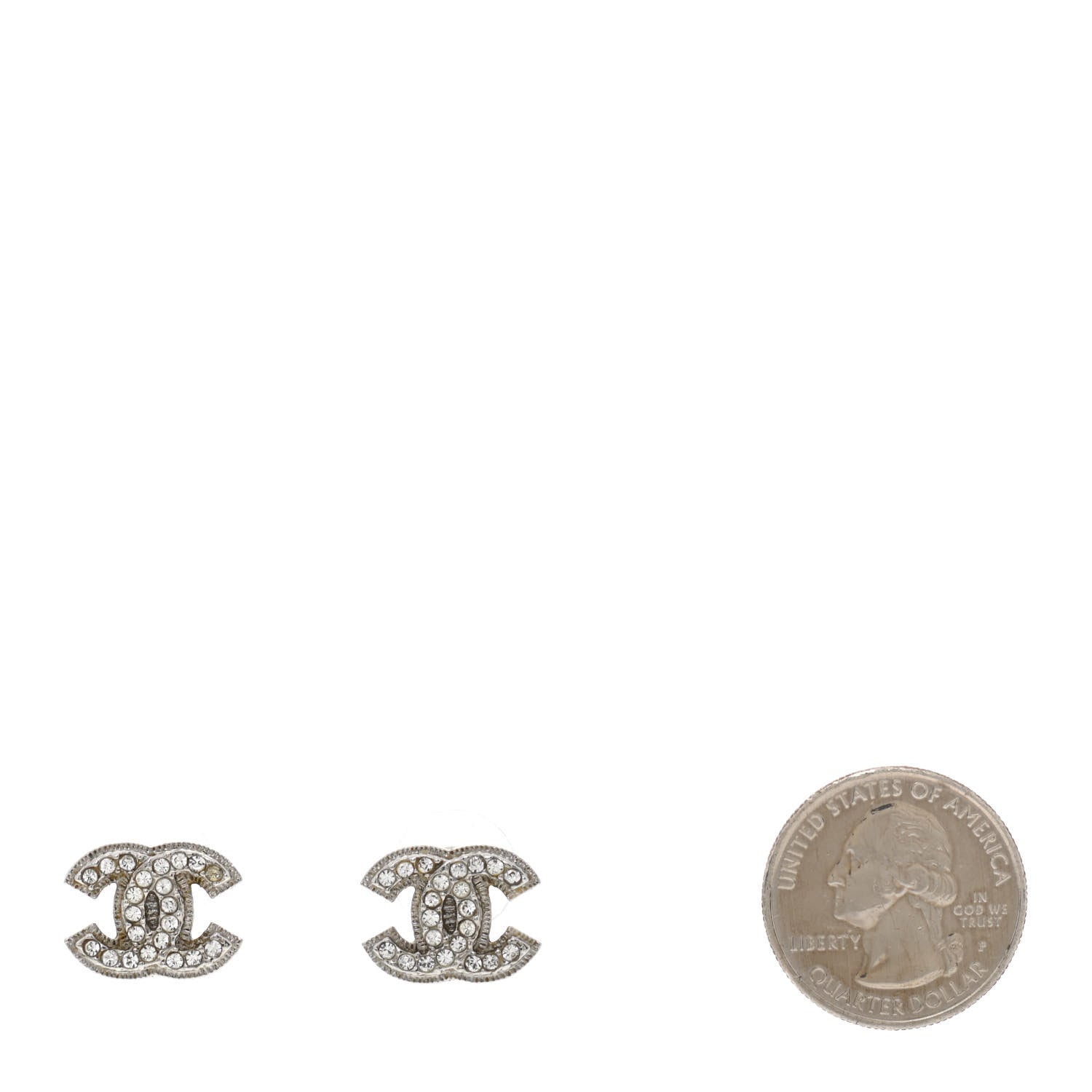 Chanel Crystal Mini CC Earrings Silver 2 of 5