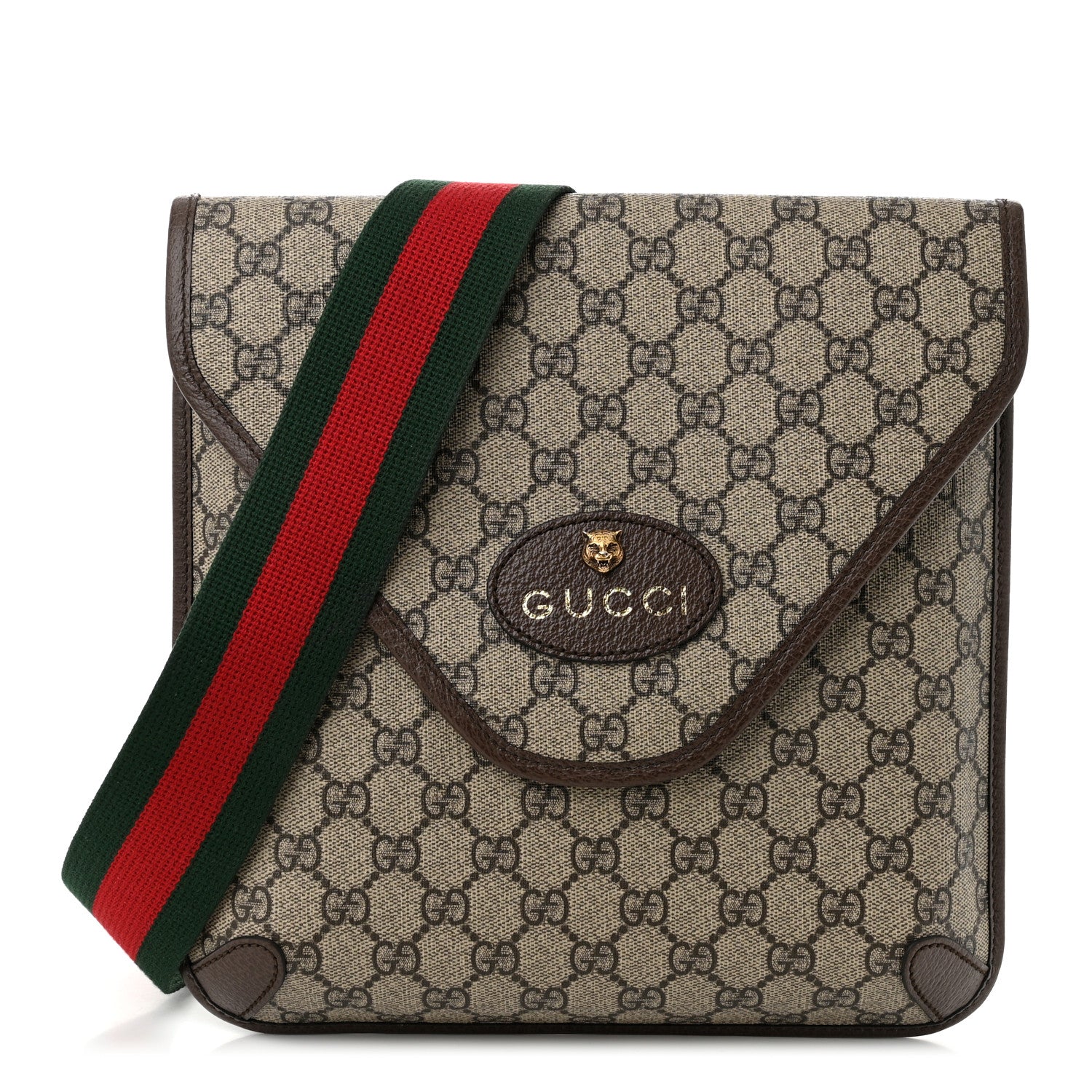 Gucci GG Supreme Monogram Web Medium Neo Vintage Flap Messenger Bag Beige New Acero 1 of 11