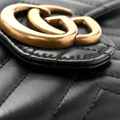Gucci Calfskin Matelasse GG Marmont Chain Wallet Black 11 of 13