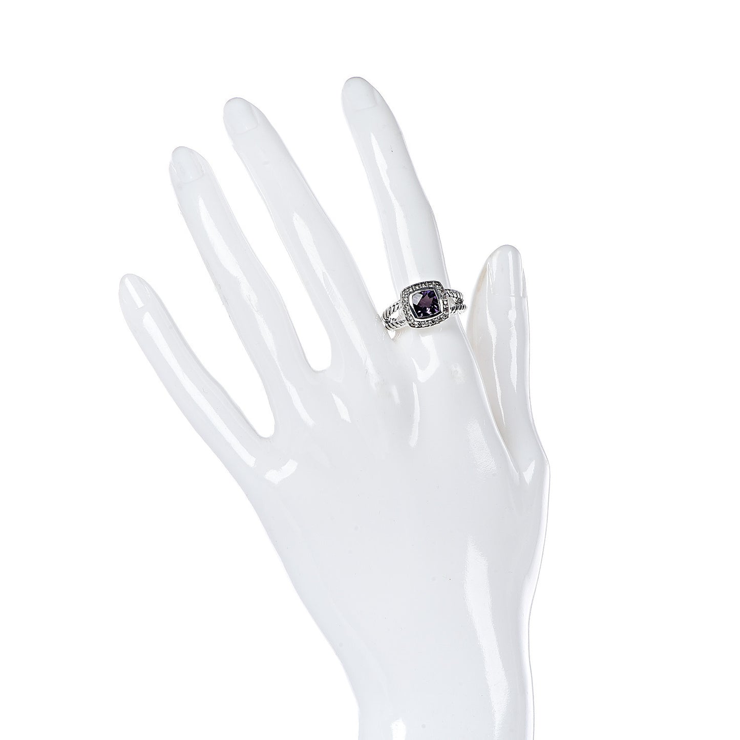 Sterling Silver Diamond Amethyst 7mm Petite Albion Ring 53 6.25