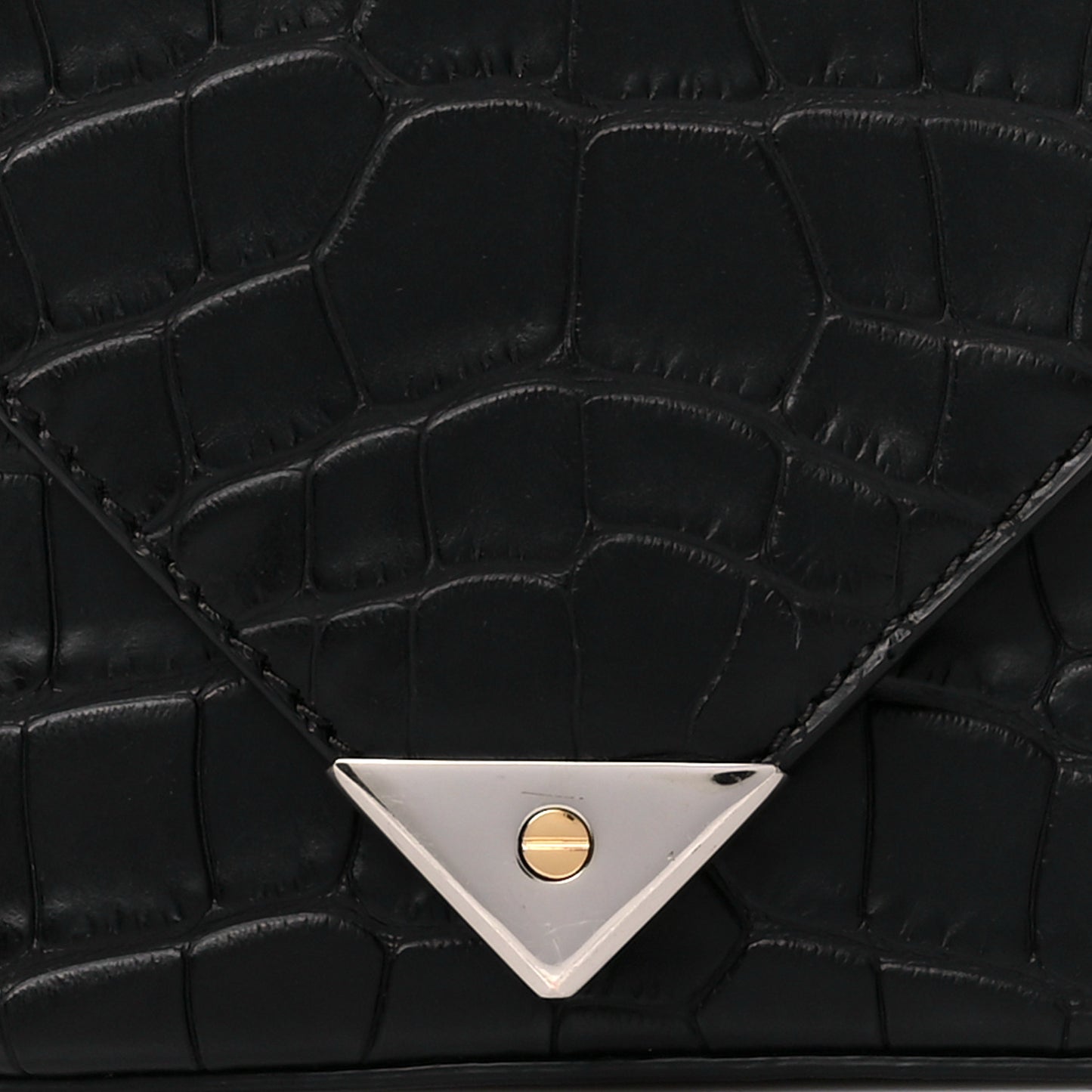 Crocodile Calfskin Embossed Mini Prisma Envelope Shoulder Black