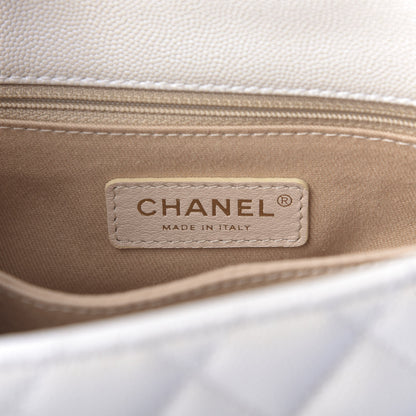 Chanel Iridescent Caviar Quilted Mini Coco Handle Flap White 8 of 10